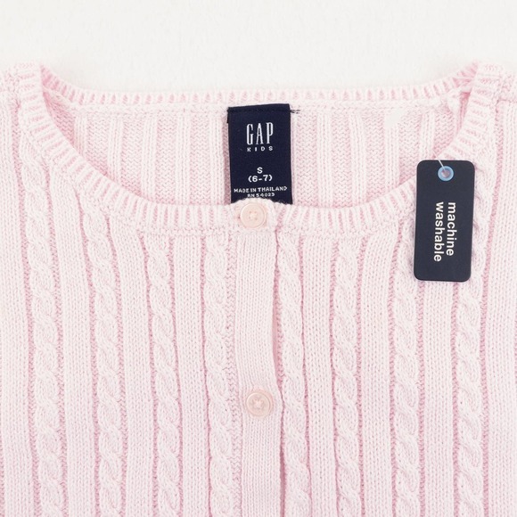 NWT GAP Cotton Cardigan Sweater Girl's Small Light Pink - Picture 6 of 10
